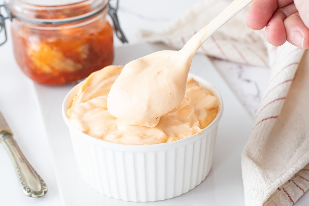Textura de la mayonesa de kimchi