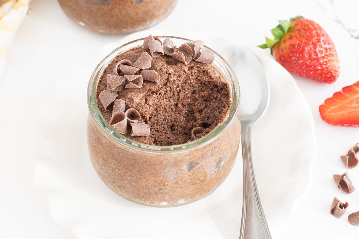 Textura de la mousse de chocolate vegana