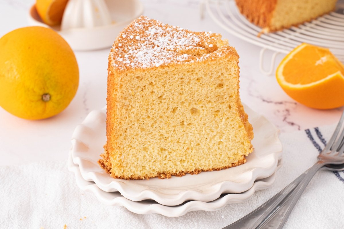 Textura del chiffon cake de naranja