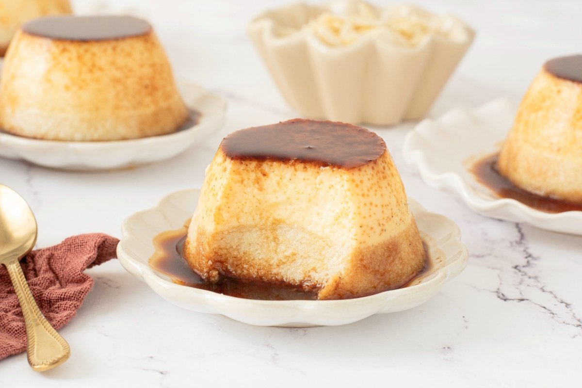 Textura del flan de almendras