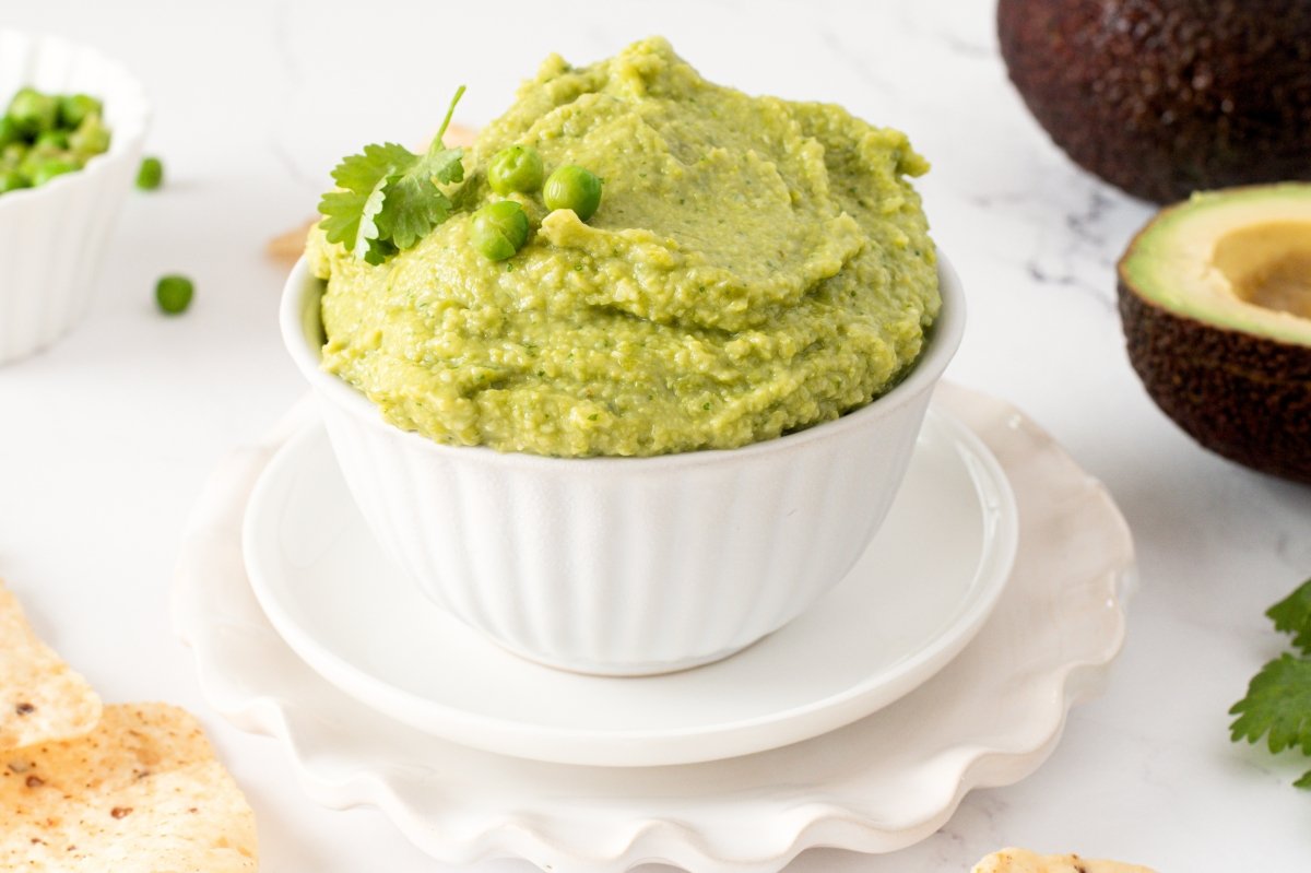 Textura del guacamole de guisantes