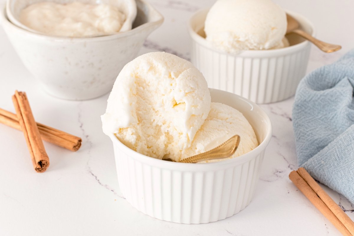 Textura del helado de arroz con leche