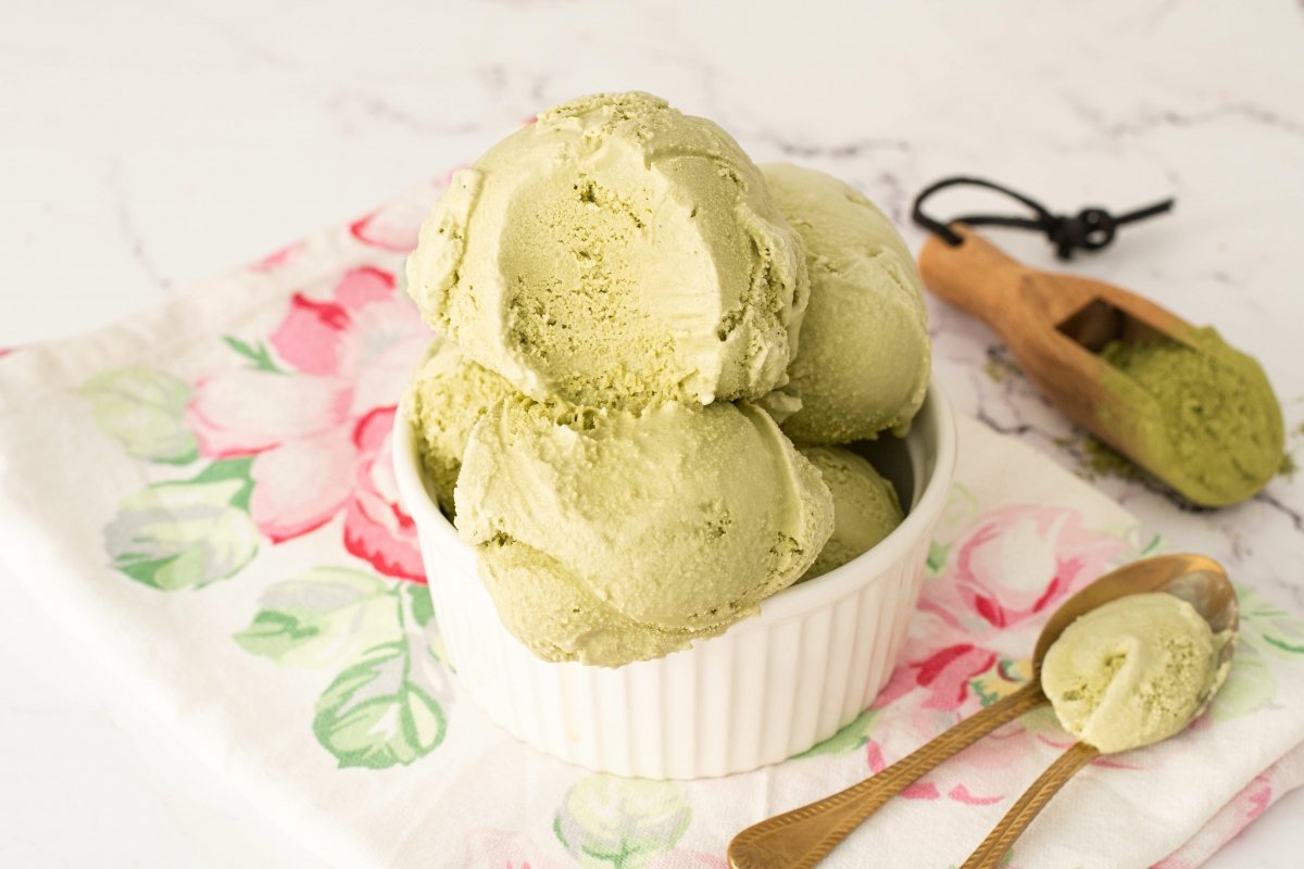 Textura del helado de té verde