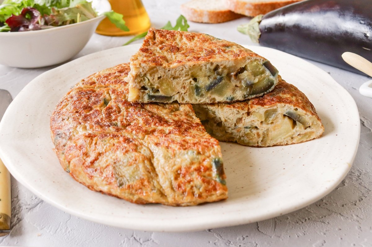 Tortilla de berenjena terminada