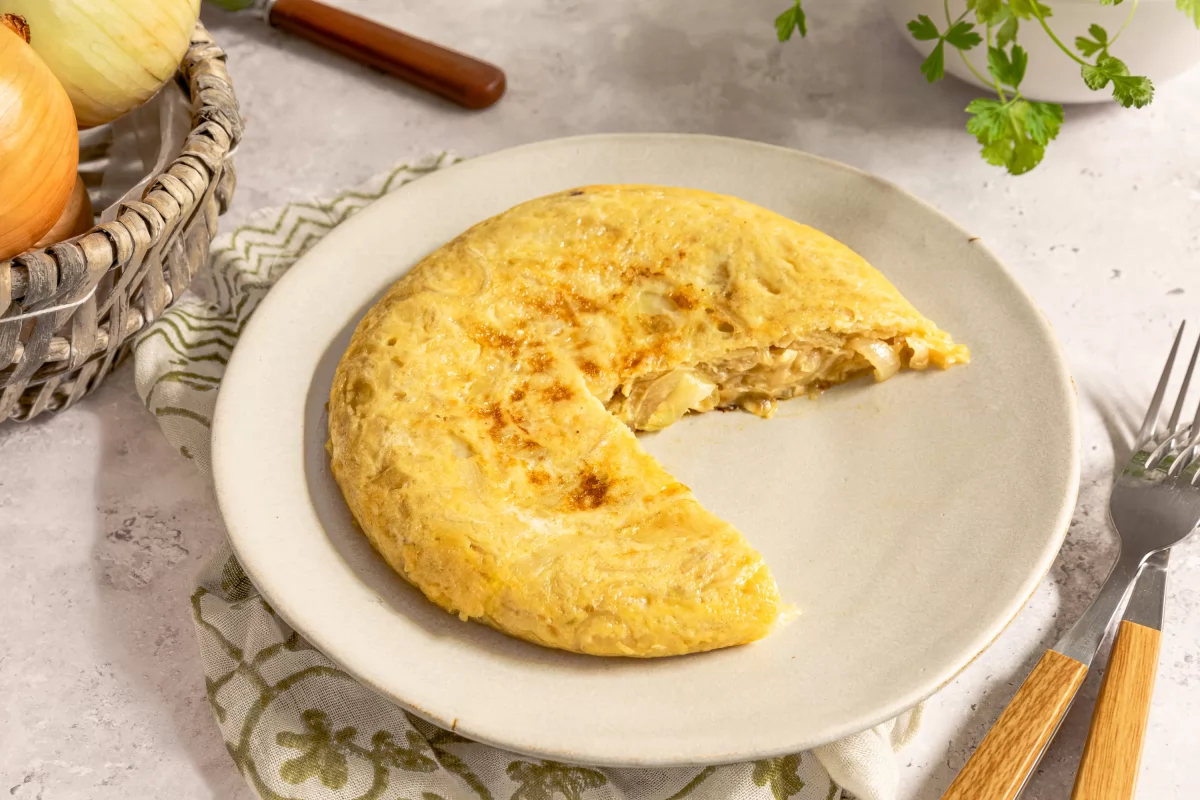 Tortilla de cebolla abierta