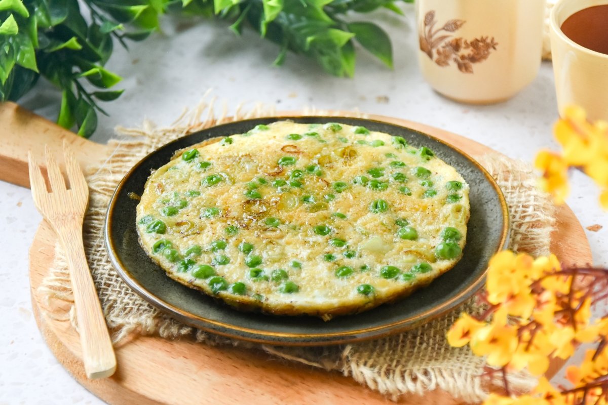 Tortilla de guisantes lista para comer