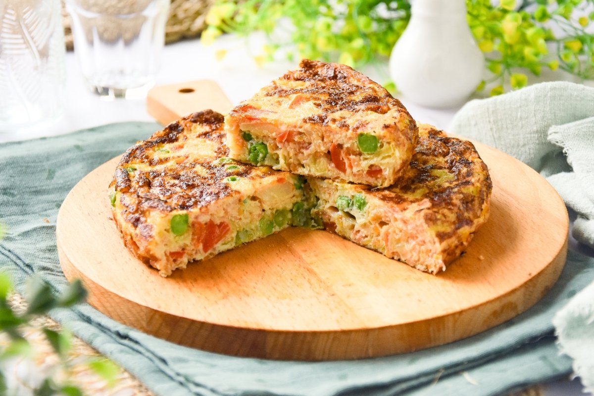 Tortilla de verduras lista para comer