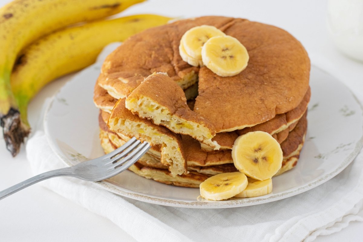 Banana pancakes served on the plate