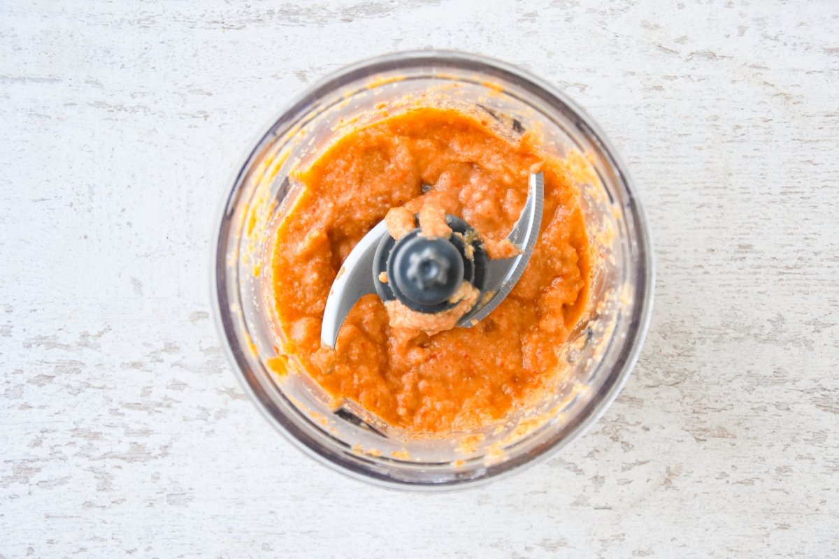 Trituramos la salsa de las judías verdes