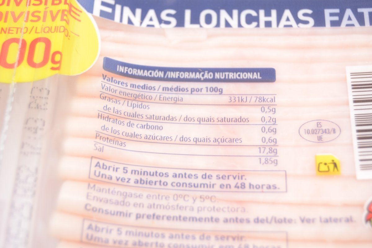 Valores nutricionales de la pechuga de pavo 70% Mercadona