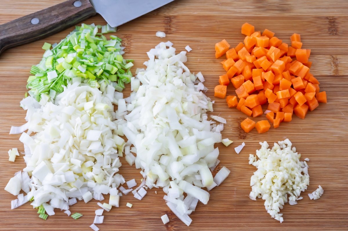 Verduras para la lubina rellena
