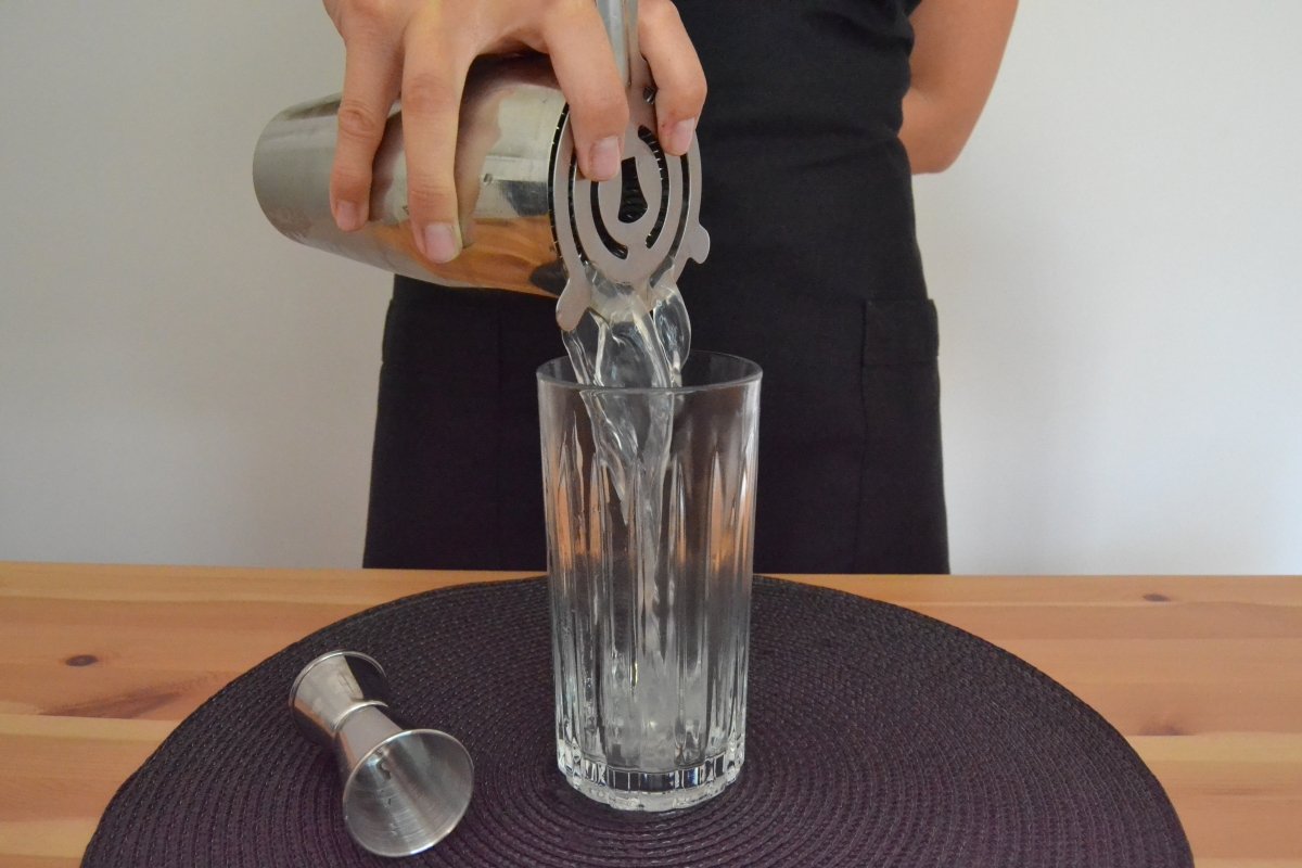 Pour the contents of the Gin Fizz Cocktail shaker