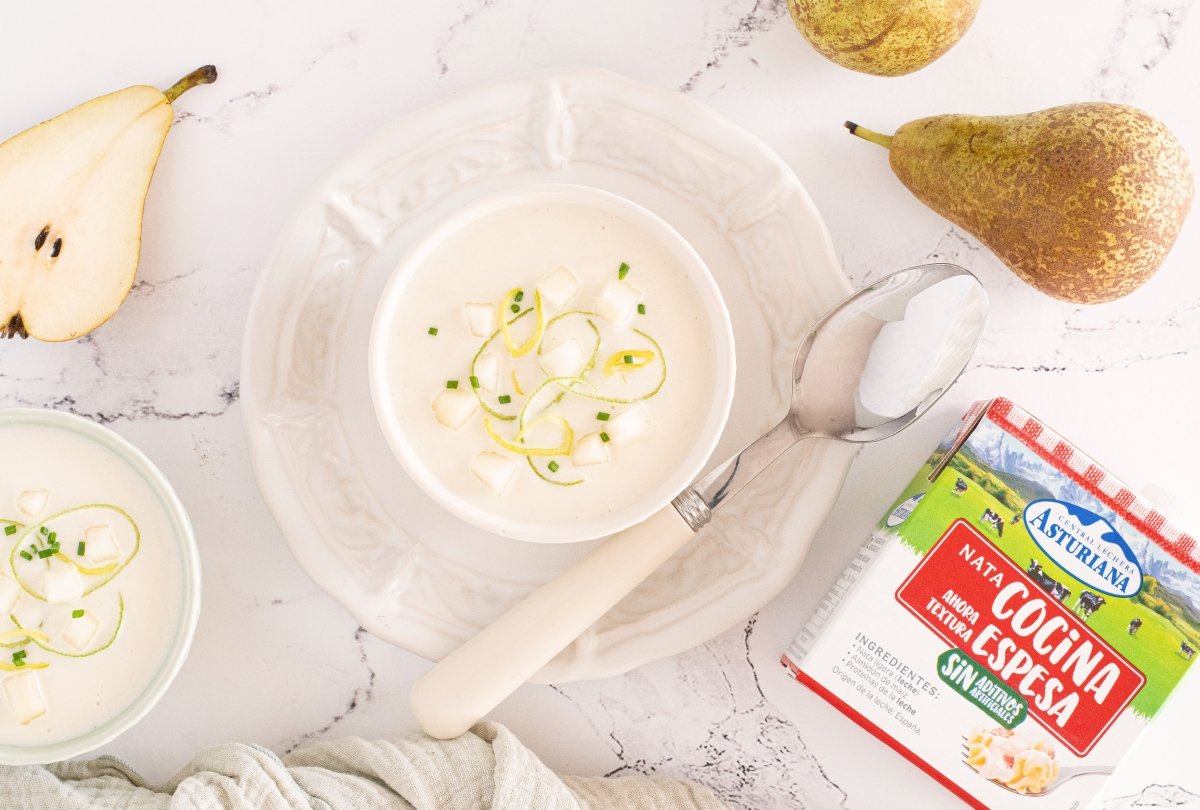 Vichyssoise de pera lista para servir