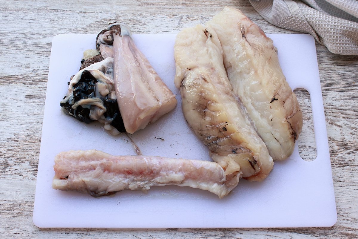 View of the sliced ​​monkfish