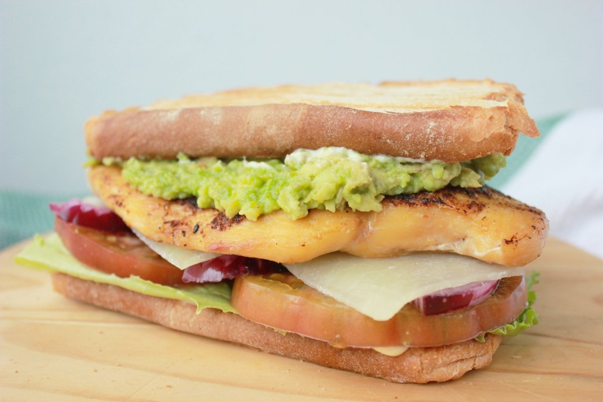 View of the chicken and avocado sandwich