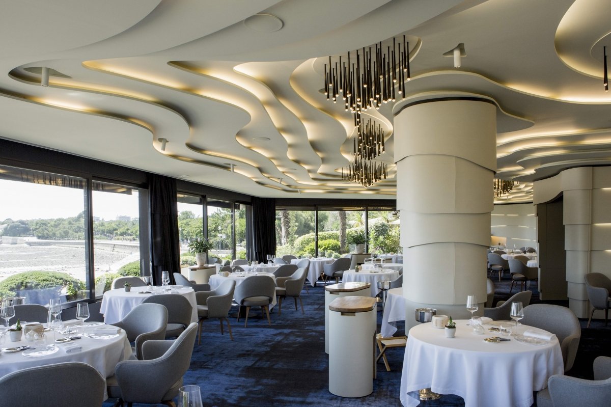 Zona de comedor del restaurante Christopher Coutanceau